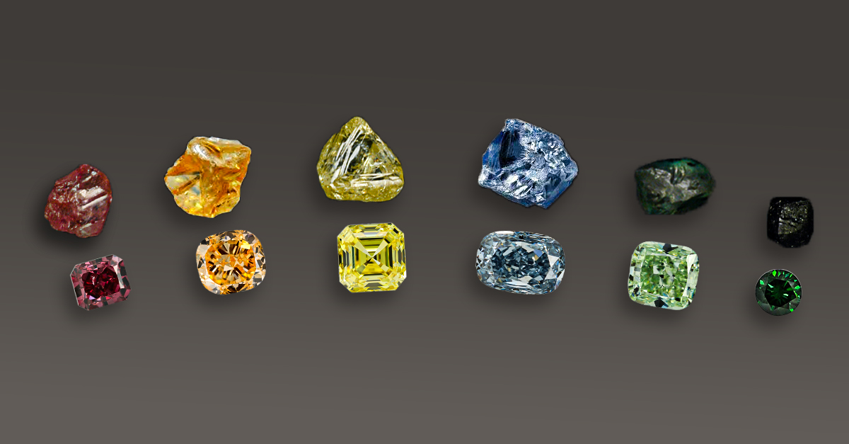 Demonstration of color appearance in Rough colored diamonds